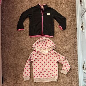 Carters fleece Black Jacket and jumping beans Gray Heart Hoodie bundle 4t